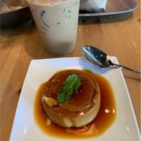 Flan and Vietnamese coffee  at Saigon Vegan in Garden Grove