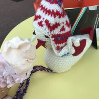 A little stuffed animal I got from the festival near by trying it for a cute photo  at Toscana IJssalon in Emmen