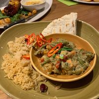 Thai curry with veggie and rice on side. A little bit spicy but really flavourful. at The Wheatsheaf in Loughborough