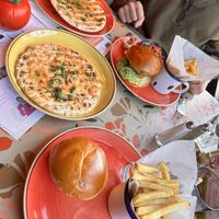 Beyond burgers with chip as well as garlic and chilli flat bread  at Lounges - Clio Lounge in Bangor