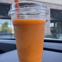 Carrot binge smoothie (yum)  at SPiN in Medford