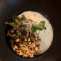 Green curry - coconut milk foam at La Cabane  in Annecy