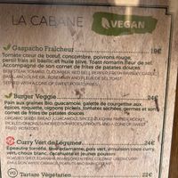 Gaspacho and burger in the vegan section of the menu but potentially not vegan?  at La Cabane  in Annecy