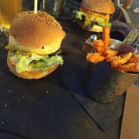 Burger vegan et frites de patates douces at La Cabane  in Annecy