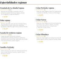 Opciones de la carta vegana at Eh Voilà in Valladolid