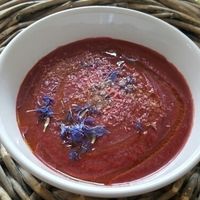 beet soup at Carottes Gingembre in Saint-jean-dangely