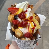 Bubble waffle with fruits  at The Cream in Barcelona