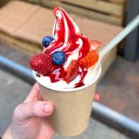 Soft vanilla ice cream - red fruits at The Cream in Barcelona