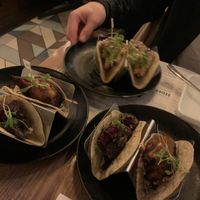 plantain, mushroom and vegan chicken tacos  at Wahaca in Cardiff