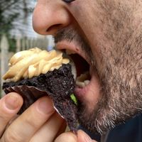 Chocolate cake with peanut butter cream at Café Duet in Stroudsburg