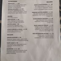Food menu at Indigo Herbal Kitchen in Ubud