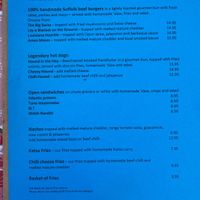 Menu  at Delphine's Diner in Aldeburgh