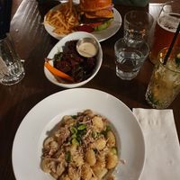Gnocchi, wings and burger at Bowhead Pub in Montreal