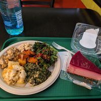 $15 for the plate, $6 for the cheesecake at Down to Earth - Store and Deli in Honolulu