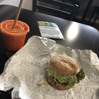 Earth burger w/ vegan cheese and mustard  at Down to Earth - Store and Deli in Honolulu