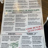 Menu  at Plant Based Mafia in Palm Beach Gardens