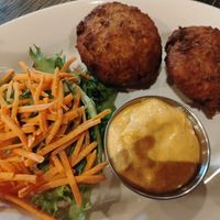 Crab cakes appetizer at Plant Based Mafia in Palm Beach Gardens