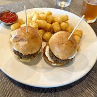 Little Petey sliders with tater tots   at Plant Based Mafia in Palm Beach Gardens