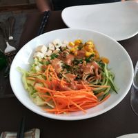 Vegan salad with sesame sauce at Jasmin in Annecy