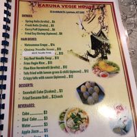 Menu at Karuna Vegie House  in Lyneham