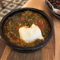 Turkish spinach with tomato (picture has yogurt. You can as without, they have other options too)   at No 19 Dining in Istanbul