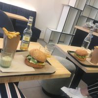 Burgers and fries at Eat Like Panda in Paris
