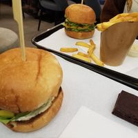 Burgers with fries and brownie at Eat Like Panda in Paris