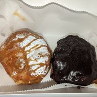 Seasonal Hanukkah Donuts: Dulce De Leches & Chocolate Frosted with Raspberry Filling at Zalie Cakes in Hollywood