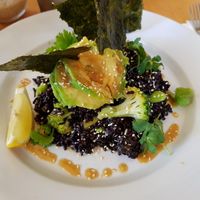 Black rice and broccoli salad with nori at Albion Cafe in Braidwood