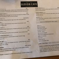 Menu as at June 2019 at Albion Cafe in Braidwood