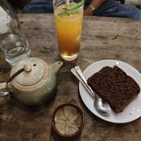 Tea, juice, banana bread at Phin Coffee in Quang Nam