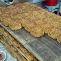 Baked moon cakes at Zen Fut Sai Kai Vegetarian in Central Singapore
