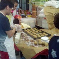 Staff preparing moon cakes at Zen Fut Sai Kai Vegetarian in Central Singapore