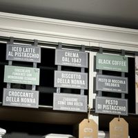 Flavours, green are vegan  at Gelateria La Romana in Peschiera Del Garda