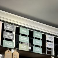 Flavours, green are vegan  at Gelateria La Romana in Peschiera Del Garda