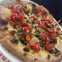 Hummus pizza was different but tasty delicious   at Berbere in Florence