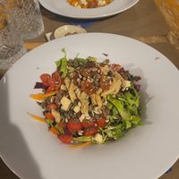 "All In Salad" with soy chunks, mixed nuts and vegan cheese at Cavo Bistrot in Cagliari