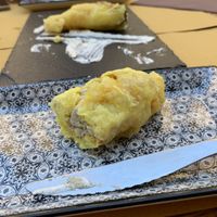 Crispy fried stuffed zucchini with cashews  at Cavo Bistrot in Cagliari