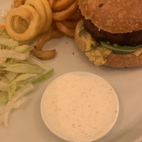 Beyond burger with spiralized fries and homemade ranch at Cavo Bistrot in Cagliari