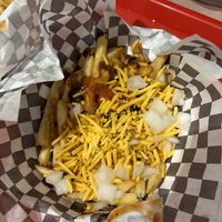vegan chili cheese fries  at Universal Studios - Mel's Drive-In in Orlando
