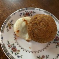 Scotch egg with ail oil at Cosmic Kitchen in Plymouth