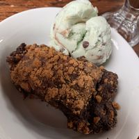 Biscoff Brownie and mint chocolate chip ice cream at Cosmic Kitchen in Plymouth