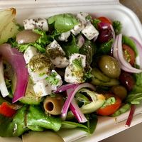 Greek salad (take out) at Cosmic Kitchen in Plymouth