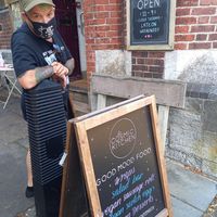 Outside at Cosmic Kitchen in Plymouth