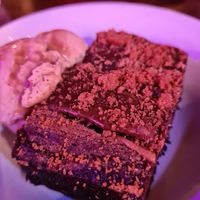 Biscoff brownie with caramel icecream at Cosmic Kitchen in Plymouth