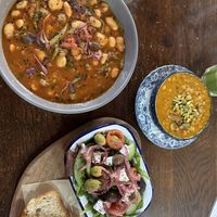 bean stew and a side of daily suggestion: lentil dahl  at Cosmic Kitchen in Plymouth