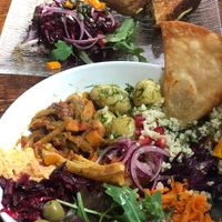 The toasty literally made me dribble again packed with unexpected delights- the Salad had sooo much goodness yumness 🙌🤣 at Cosmic Kitchen in Plymouth