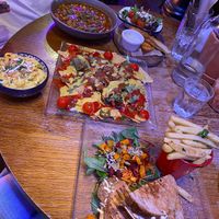 Fasolia bean stew, mac n cheese, nachos, Reuben toastie and garlic n parsley fries  at Cosmic Kitchen in Plymouth