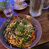 Lentil and mushroom bolognese at Cosmic Kitchen in Plymouth