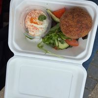 Vegan scotch egg with aioli  at Cosmic Kitchen in Plymouth